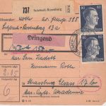 DR - 2x80+40+5 Pfg. AH Dringend-Wertpaketkarte Sulzbach-Rosenberg 1944
