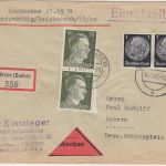 DR - 2x30 Pfg. AH u.a. Nachnahme-Einschreibebrief Wehr (Baden) - Zabern 1942