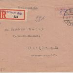 FZ/Württ. - Biberach 1947 Gebühr bezahlt Rpf. Ra2 Einschreibebrief n. Halle