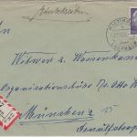 BRD - Mietingen ü. Laupheim Poststelle I Einschreibebrief n. München 1958