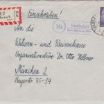 BRD - (14) Hochdorf ü. Biberach Landpost-Ra2 Einschreibebrief n. München 1959