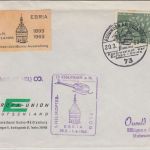 BRD - Esslingen 1963 EBRIA 1. Helicopter-Flug Brief m. Vignette + SST