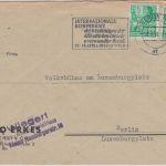 DDR - Int. Konferenz d. Werktätigen...in Wien Masch.Werbestpl. Brief Berlin 1955