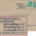DDR - Int. Konferenz d. Werktätigen...in Wien Masch.Werbestpl. Brief Berlin 1955