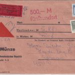 DDR - Berlin 1988 Nachnahme-Wertbrief VEB Münze der DDR n. Dessau