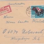 DDR - 50 Pfg. SbPA R-Zettel u.a. Einschreibebrief berlin - Urberach 1967