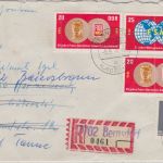 DDR - Bernsdorf Aushilfs-R-Zettel Einschreibebrief n. Gütersloh 1970 Weiterltg.