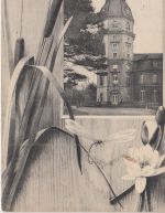 Baden-Württemberg - Karlsruhe Schloss-Turm "Schilf"-Passepartout sw-AK 1908