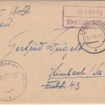 DR - Gröditz ü. Löbau Landpost-Ra2 Feldpostbrief (Italien/01235B) n Limbach 1943