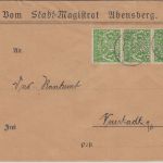 Bayern - 3x5 Pfg. Staatswappen x-Papier Brief Abensberg - Neustadt 1919