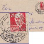 SBZ - (3b) Binz Rügen Sonne Wasser Wald 1950 Handwerbestempel Brief n. Berlin
