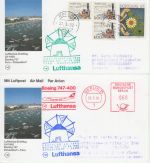 Portugal/BRD - LH-Erstflug Faro-Düsseldorf-Faro 1990 4 Luftpostkarten