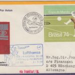 Brasilien - 2,50 Cr. Fussball-WM'74 LH-Erstflug Sao Paulo - Frankfurt a/M 1974