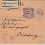 Bayern - 75 Pfg Staatswappen/Volksstaat Paketkarte Neustadt a/A. - Nürnberg 1920