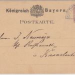 Bayern - Niederkrichen 19/9 HKS 5 Pfg. Ganzsache n. Kaiserslautern 1880