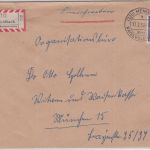 BRD - Mehlbach ü. Kaiserslautern Poststelle I Einschreibebrief n. München 1959