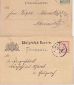 Bayern - Alsenz K1 (Typ 19a+23b) je 5 Pfg. Ganzsache 1877 + 1883