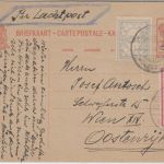 Niederl. Indien - 5/12 1/2 C. Ganzsache+Zusatz Luftpostkarte n. ÖSTERREICH 1929
