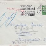 BRD - Deutscher Künstlerbund 8. Ausstellung Masch.werbestpl. Brief Essen 1958