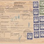 BRD - 2x+9x1 M. Bed. Deutsche Paketkarte n. BELGIEN Feldkirchen - Brüssel 1966