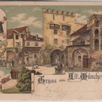 Bayern - München Alt-München Schuldturm fabr. Mehrbildlitho gelaufen 1900