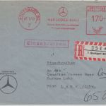 BRD - Stuttgart 1973 170 Pfg. AFS Mercedes Benz Einschreibebrief n. Lahr (!!)