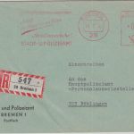 BRD - Bremen 1966 Satdt-u. Polizeiamt 90 Pfg. AFS Einschreibebrief n. Böblingen