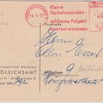 BRD - München 1952 Verkehrssünden/Stadtrat München 8 Pfg. AFS Ortskarte