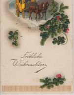 Weihnachten - Postkutsche Winter Tannenzweige farb. Prägekarte ca. 1910