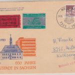 DDR - Neustadt 1983 Eilbrief m. Postkutsche n. Stolpen Weiterleitung Meißen