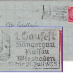 DR - 1. Gaufest Sängergau Nassau Masch.werbestpl. Brief Wiesbaden 1935