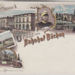 Schleswig-Holstein - Büchen Bahnhof Bismarck farb. Mehrbildlitho ca. 1895