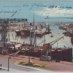 Hamburg - Kuhwärder Hafen Frachtschiffe Kran farb. AK gelaufen 1911