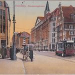 Hamburg - Mönckebergstraße Straßenbahn farb. AK gelaufen 1914