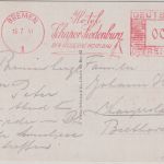 DR - Bremen 1941 6 Pfg. AFS Hotel Schaper Siedenburg Karte n. Kaiserslautern