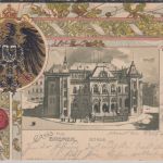 Bremen - Börse farb. Adler-Präge-Passepartout-AK gelaufen 1902