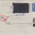 BRD/Postkrieg - 2x20 Pfg. Vertreibung/Übermalung u.a. Einschreibebrief i.d. DDR