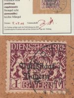 Bayern - 1 M. Staatswappen/Volksstaat Briefstück Würzburg 13. MRZ 20 Kurzbefund