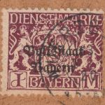 Bayern - 1 M. Staatswappen/Volksstaat Briefstück Würzburg 13. MRZ 20 Kurzbefund