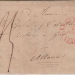Belgien/Dänemark - Brüssel 1836 roter K2 Portobrief n. Altona - mit Inhalt