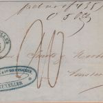 Belgien/Niederlande - Brüssel 1853 blauer K2 Portobrief n. Amsterdam