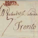 Kirchenstaat/Italien - Posta d'Ancona roter L2 Portobrief n. Trient 1813