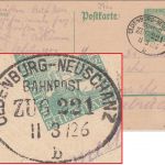DR - Oldenburg Neuschanz Zug 221 Bahnpost 5 Pfg. Ganzsache n. Bramsche 1926