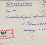 BRD - Loga 1965 Poststelle I Einschreibebrief n. Hannover