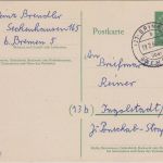 BRD - (23) Brinkum ü. Bremen 5 Poststelle II 10 Pfg. Ganzsache n. Ingolstadt