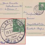 BRD - (23) Brinkum ü. Bremen 5 Poststelle II 10 Pfg. Ganzsache n. Ingolstadt