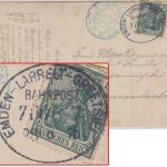 DR - Emden Larrelt Greetsiel Zug 7 Bahnpost Zensurkarte/priv. Foto-AK Hinte 1915