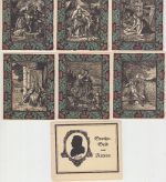 Dichter - Goethe Notgeld Artern 1921 - 6 verschiedene 50 Pfg. Scheine + Hülle