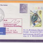 England - 2x10 P. Eisvogel u.a. Schiffspost-Zuleitung LH-Erstflug 1981