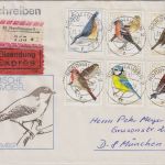 DDR - Heimische Singvögel Eilboten-Einschreibebrief Nordhausen - München 1979